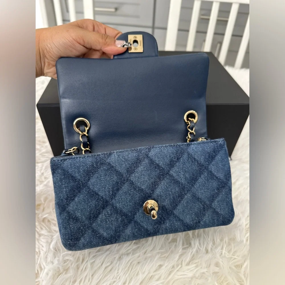 CHANEL Dark Denim Mini Classic Flap - Picture 9 of 11